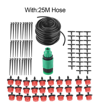Garden Lawn Greenhouse Micro Irrigation System Kit Plants Watering Hose Nozzle Sprinkler(25m)
