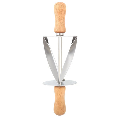 Stainless Steel Croissant Rolling Cutter Bread Dough Pastry Making Tool with Wooden Handle