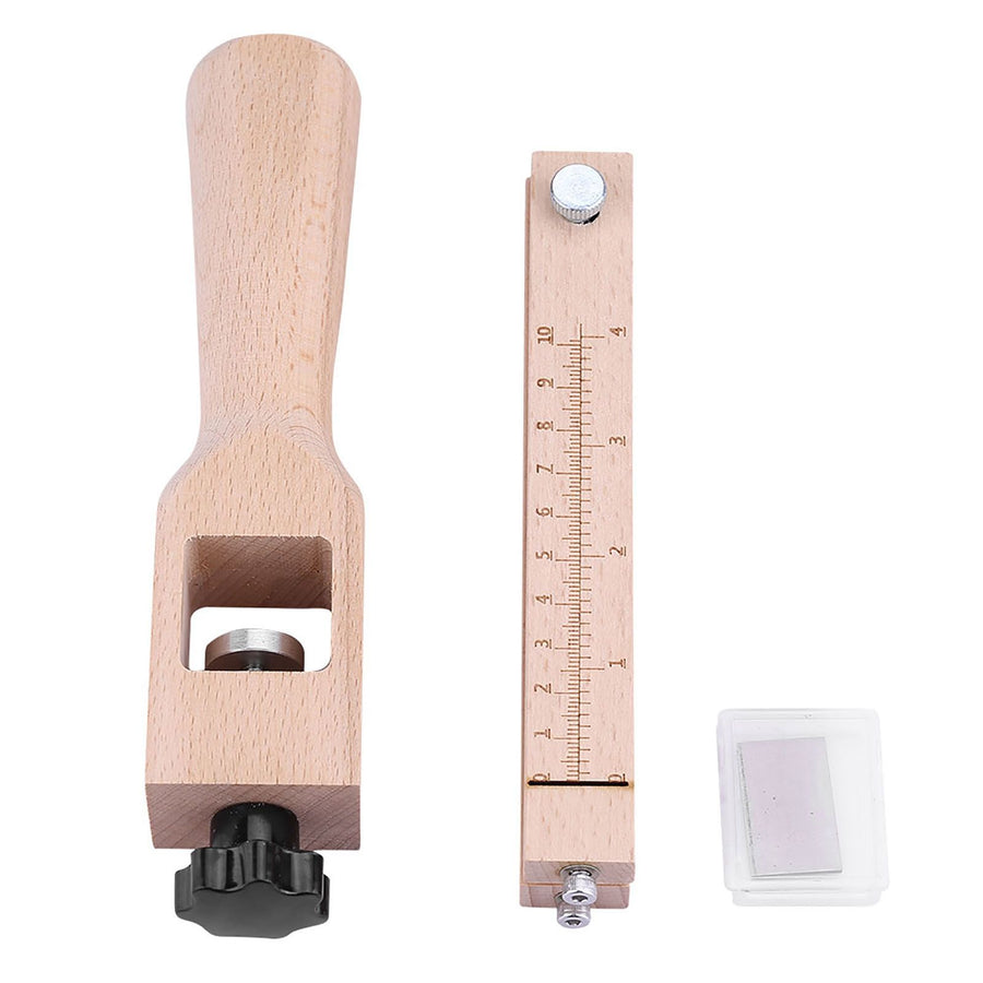 Wooden Hand Leather Strip Strap Adjustable Cutting Tool DIY Craft Tools Cutter with 3 Blades