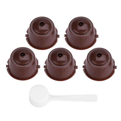 5Pcs Food Grade Pp 304 Stainless Steel Reusable Refillable Coffee Capsule Filter (Brown)