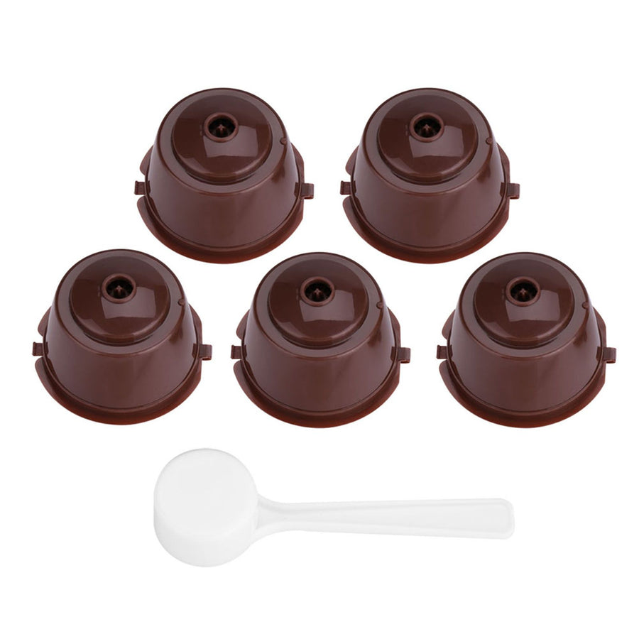 5Pcs Food Grade Pp 304 Stainless Steel Reusable Refillable Coffee Capsule Filter (Brown)
