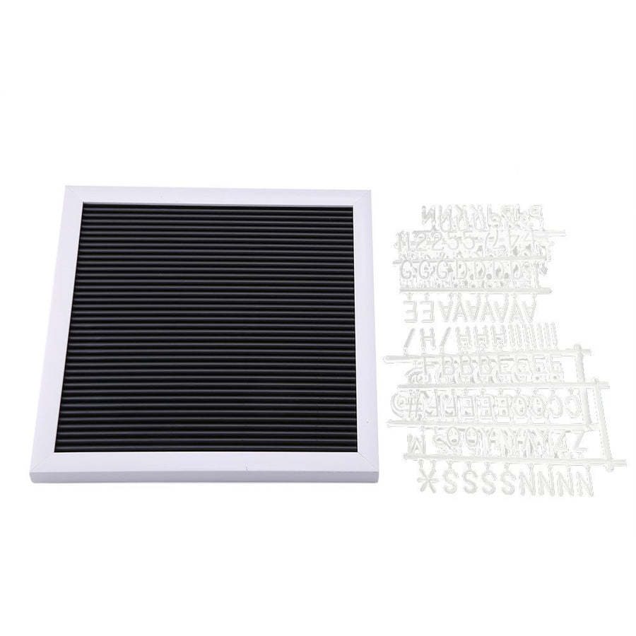 25cm*25cm Message Plastic Letter Board Sign Changeable Letters Numbers Room Decor (White Frame)