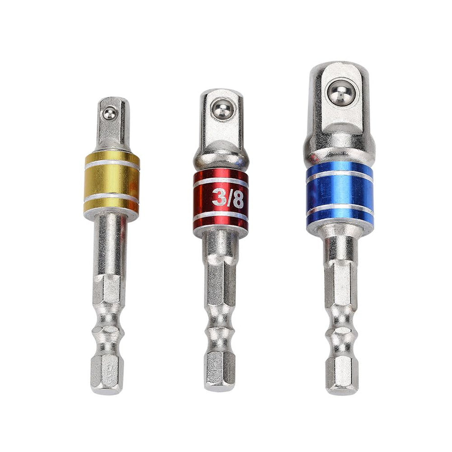 3Pcs Socket Adapters Drill Nut Driver Extension Bars Set 1/4in 3/8in 1/2in Screwdriver Tools