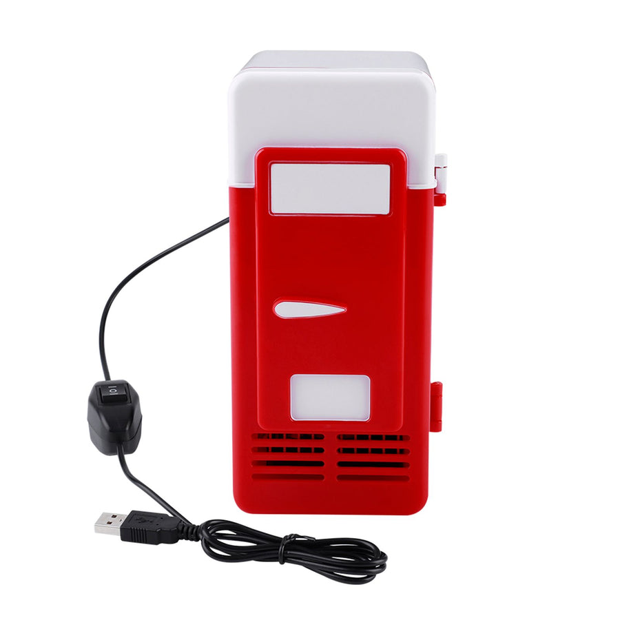 LED Mini USB Refrigerator USB Refrigerator Drinks Beverage Cans Refrigerator and Heater Red