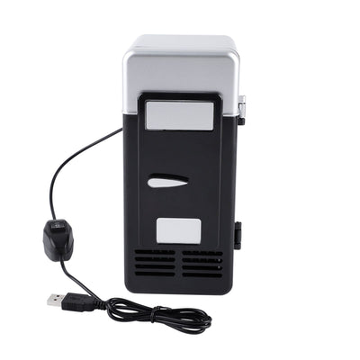 LED Mini USB Refrigerator USB Refrigerator Drinks Beverage Cans Refrigerator and Heater Black