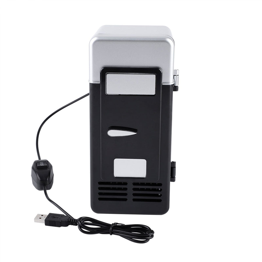 LED Mini USB Refrigerator USB Refrigerator Drinks Beverage Cans Refrigerator and Heater Black