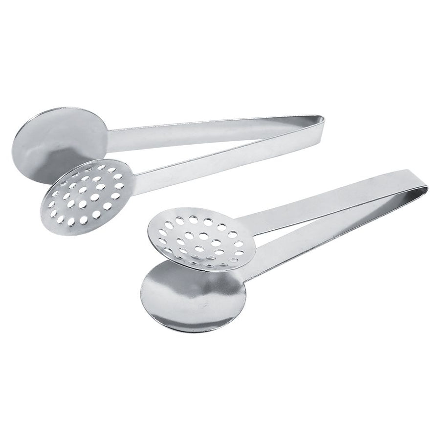 2pcs Kitchen Craft Tool Stainless Steel Round Tea Bag Tongs Squeezer Holder Grip