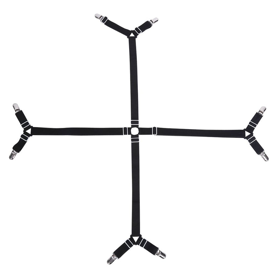 Elastic Crisscross Bed Mattress Sheet Straps Clips Triangle Grippers Holder Fasteners Black