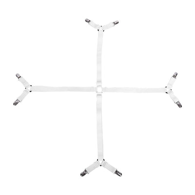 Elastic Crisscross Bed Mattress Sheet Straps Clips Triangle Grippers Holder Fasteners White