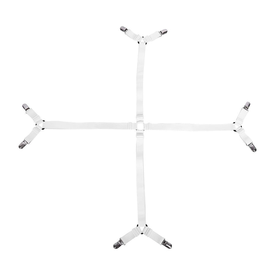 Elastic Crisscross Bed Mattress Sheet Straps Clips Triangle Grippers Holder Fasteners White