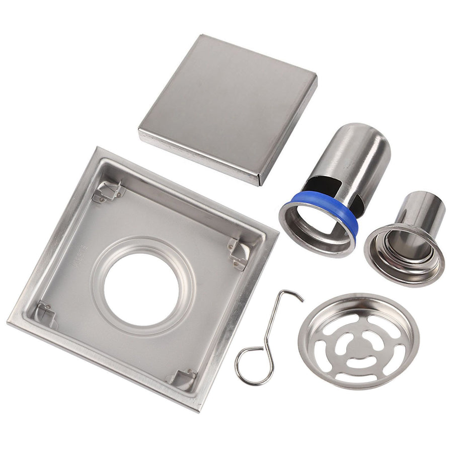 304 Stainless Steel 110 X 110mm Bathroom Shower Tile Insert Square Shower Floor Drain Strainer