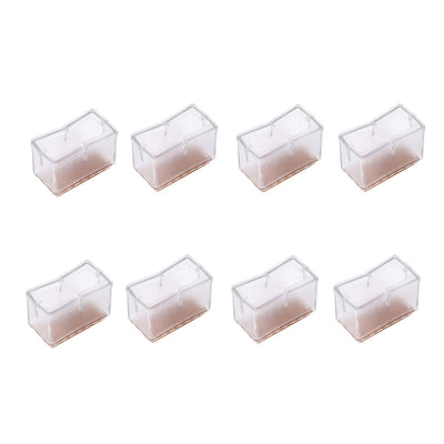 8 Pcs / Set Chair Legs Cover Rectangle Furniture Legs Protector with Rubber Sole(Transparent)