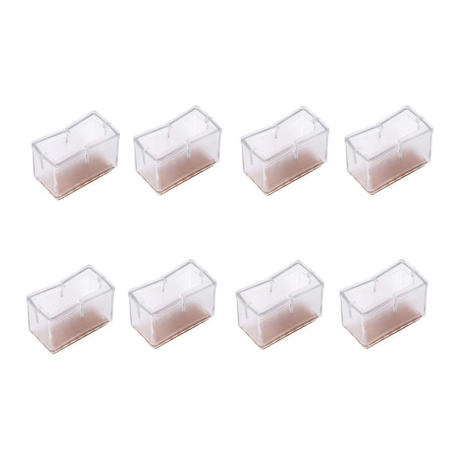 8 Pcs / Set Chair Legs Cover Rectangle Furniture Legs Protector with Rubber Sole(Transparent)