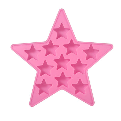 Five Star Shaped Cool Silicone Ice Cube Tray Freeze Mold Maker Tools for Club Bar Party (Pink)