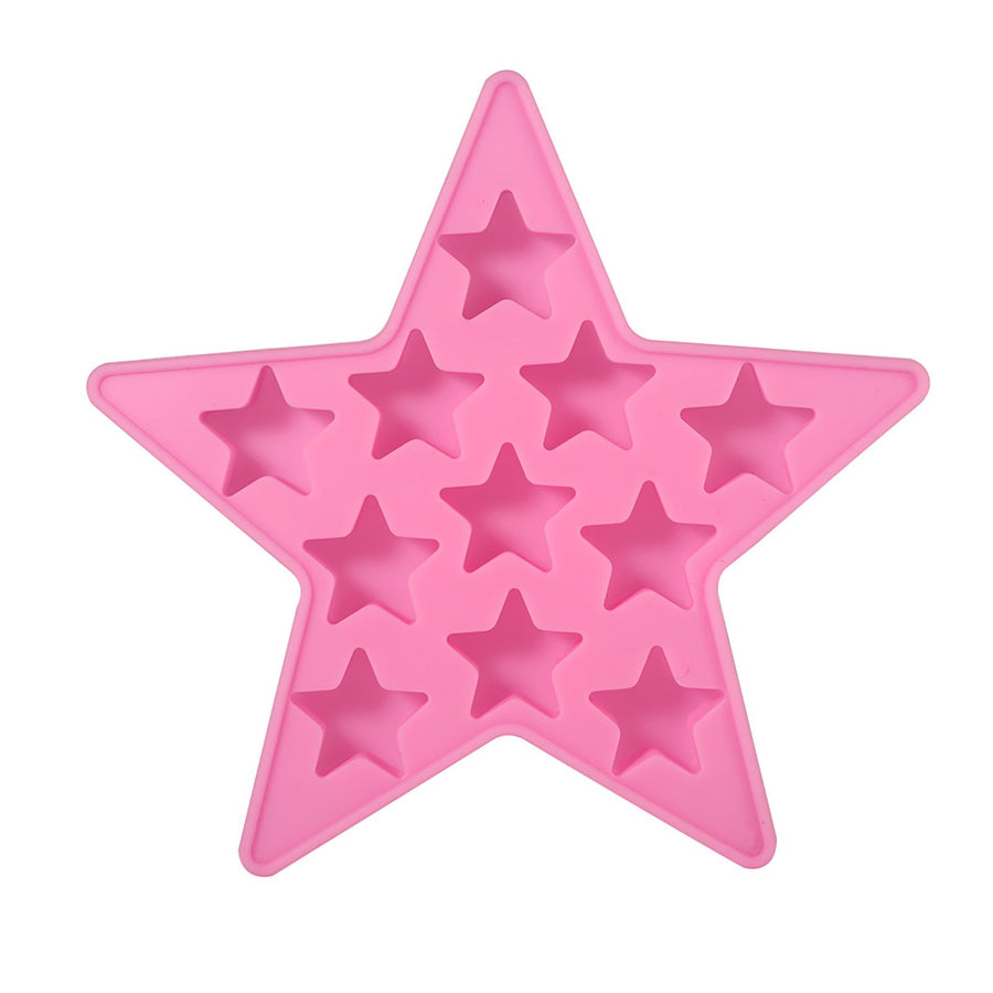 Five Star Shaped Cool Silicone Ice Cube Tray Freeze Mold Maker Tools for Club Bar Party (Pink)