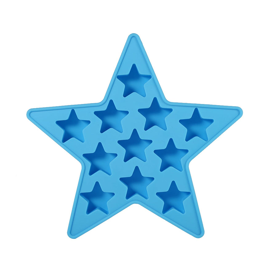 Five Star Shaped Cool Silicone Ice Cube Tray Freeze Mold Maker Tools for Club Bar Party (Blue)