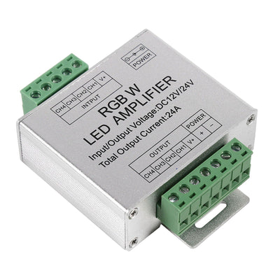 DC12-24V 24A RGBW Signal Amplifier 4 Channel Output Circuit Aluminum Shell LED Strip Controller
