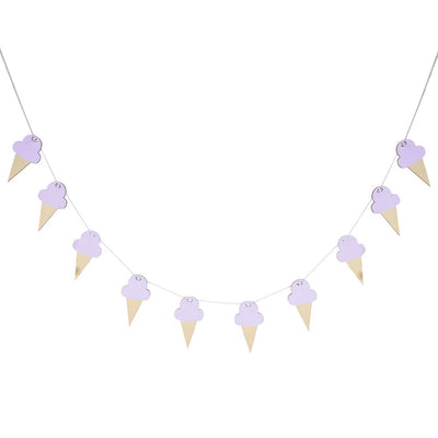 10Pcs Ice Cream Shape Wooden Hanging Garland Nursery Children Bedroom Wall Decorations (Purple)