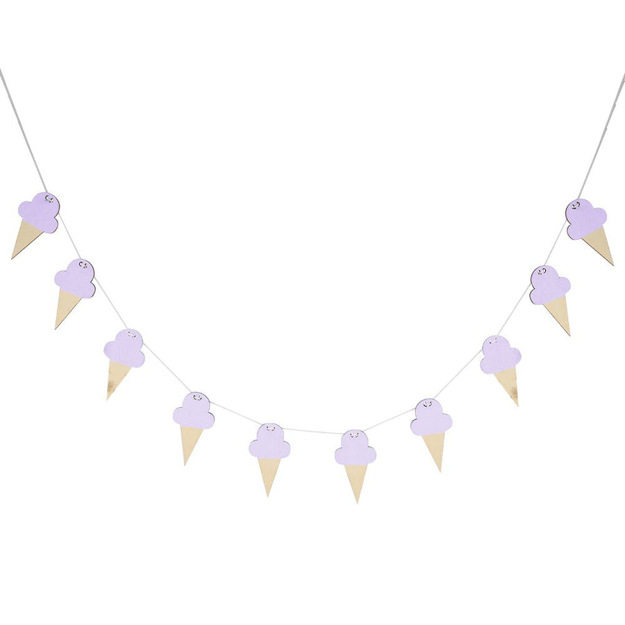 10Pcs Ice Cream Shape Wooden Hanging Garland Nursery Children Bedroom Wall Decorations (Purple)