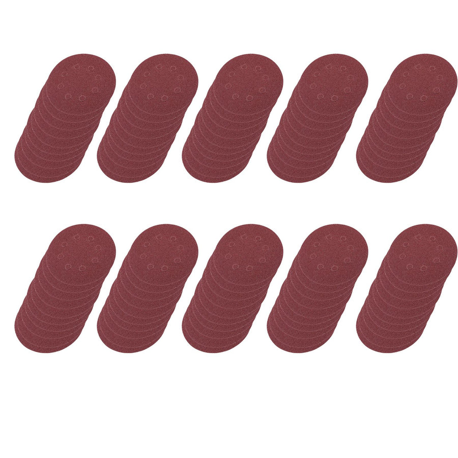 100pcs 8 Holes 5" Round Polishing Sandpaper Discs Sanding Sheet 60/80/100/120/240 Grit
