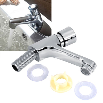 Public Ktchen Bathroom Chrome Plated Self Closing Water Saving Time Delay Basin Sink Tap Faucet Female Thread G1/2