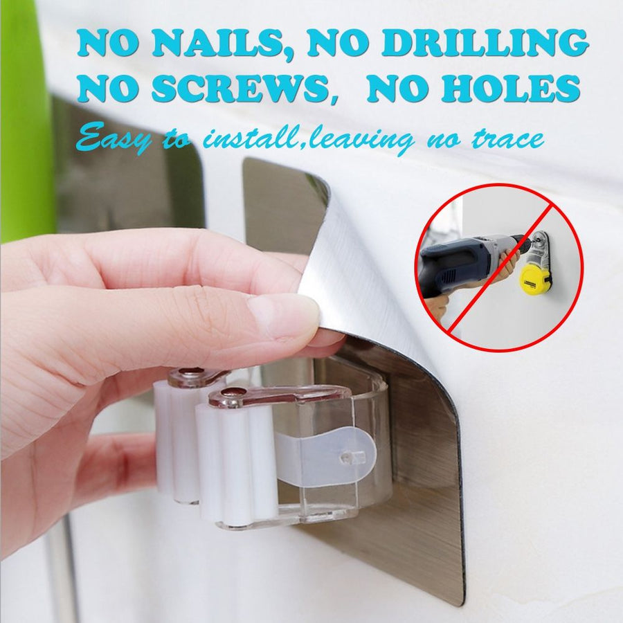 Mop Broom Gripper Holder Hooks, Strongest Adhesive Wall Mounted Umbrella Hanger, Cleaning Tools