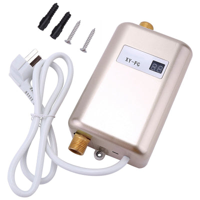 220V 3800W Mini Electric Tankless Instant Hot Water Heater Bathroom Kitchen Washing Golden