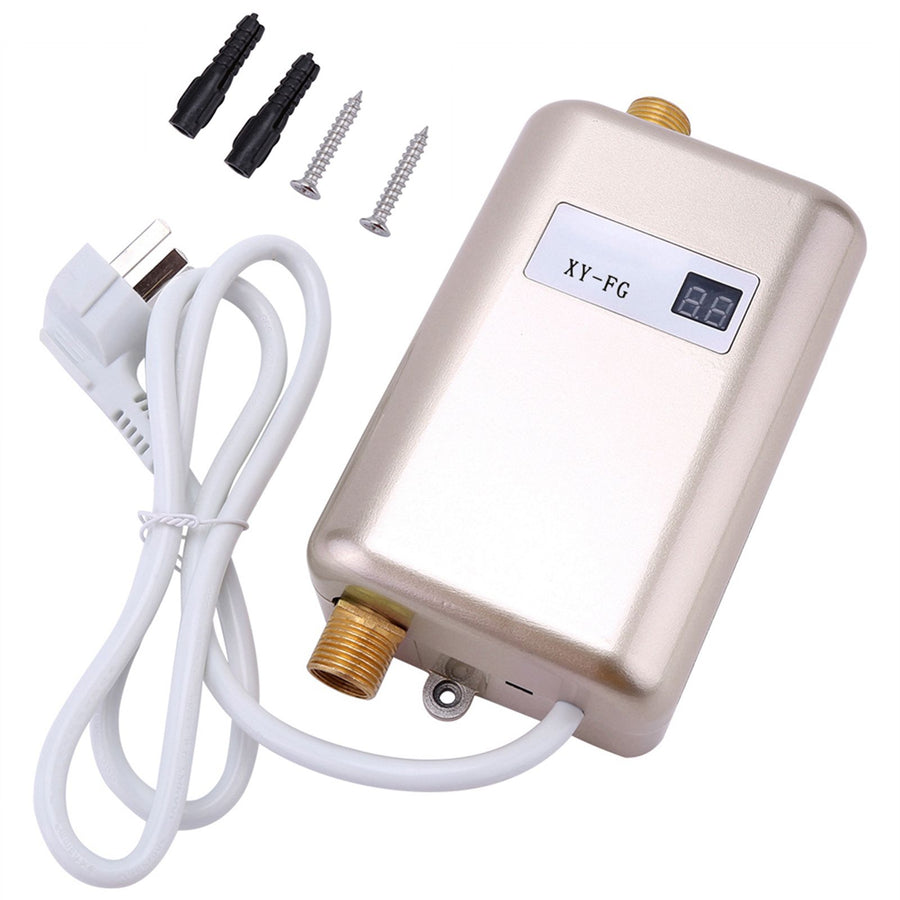 220V 3800W Mini Electric Tankless Instant Hot Water Heater Bathroom Kitchen Washing Golden