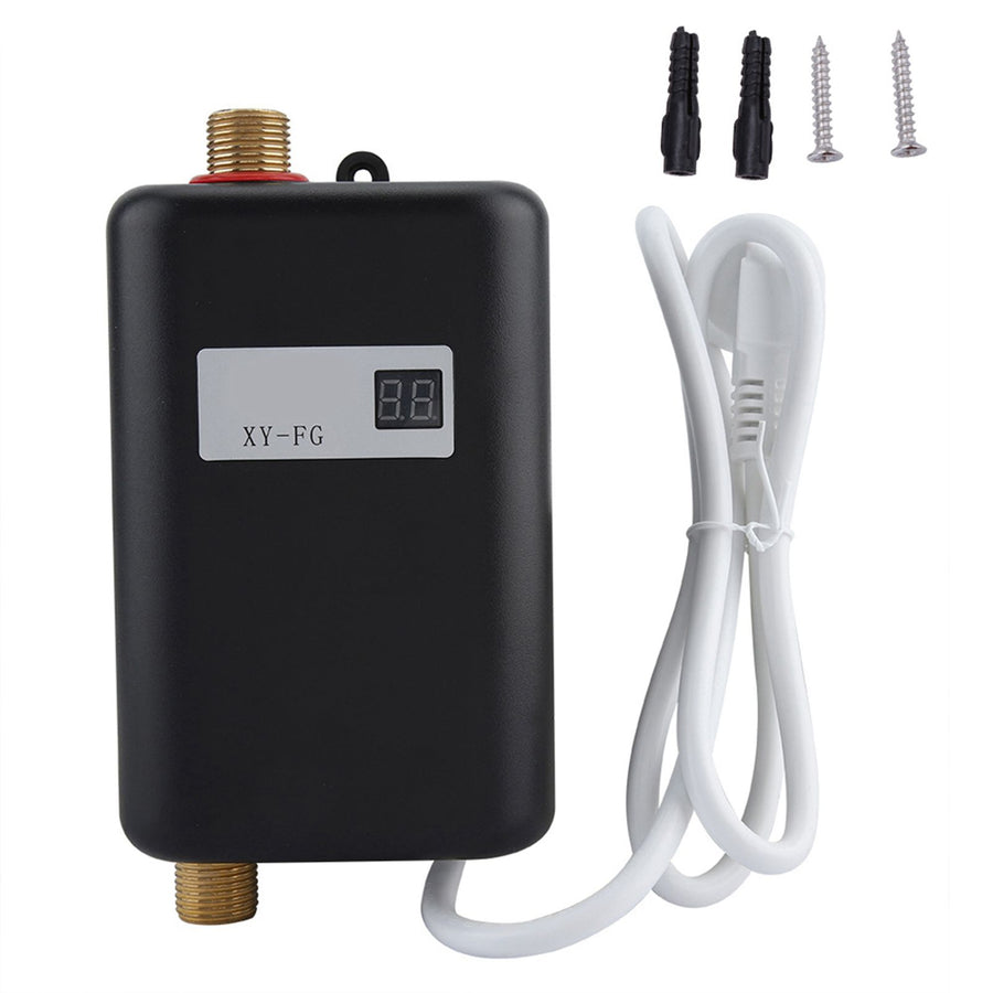 220V 3800W Mini Electric Tankless Instant Hot Water Heater Bathroom Kitchen Washing Black