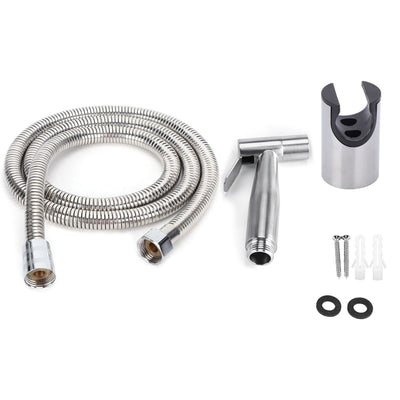 3Pcs Stainless Steel Handheld Bidet Sprayer Set with Hose and Holder Toilet Washing Shower Kit G1/2in