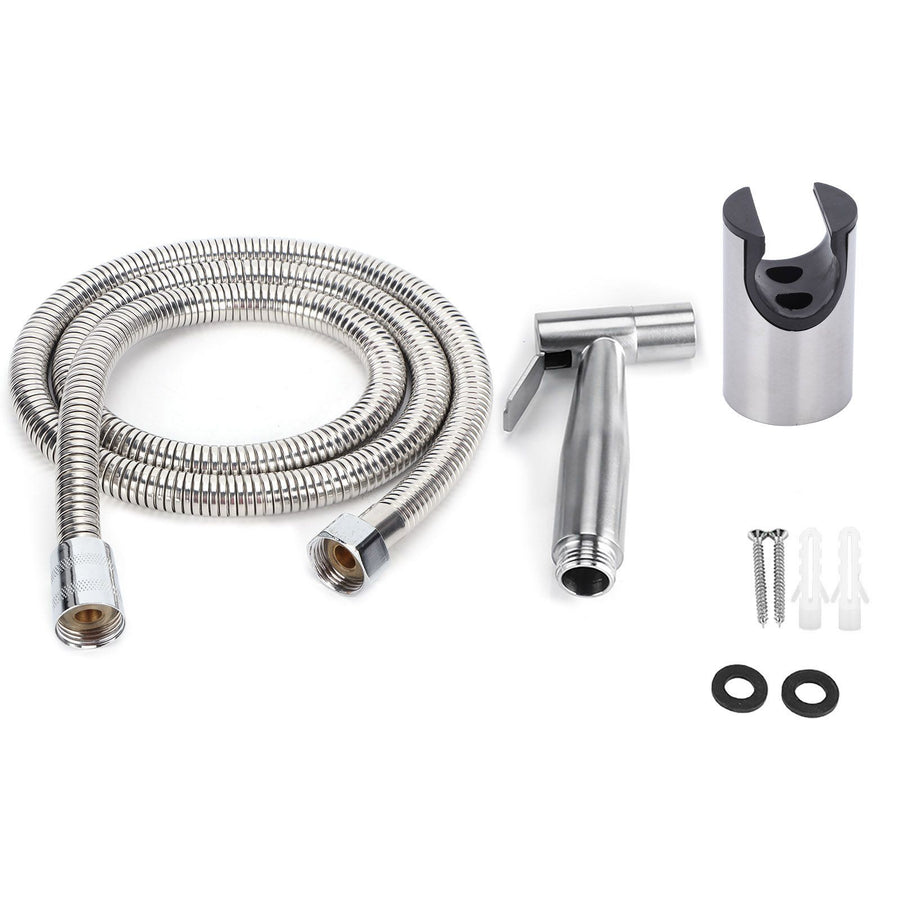 3Pcs Stainless Steel Handheld Bidet Sprayer Set with Hose and Holder Toilet Washing Shower Kit G1/2in