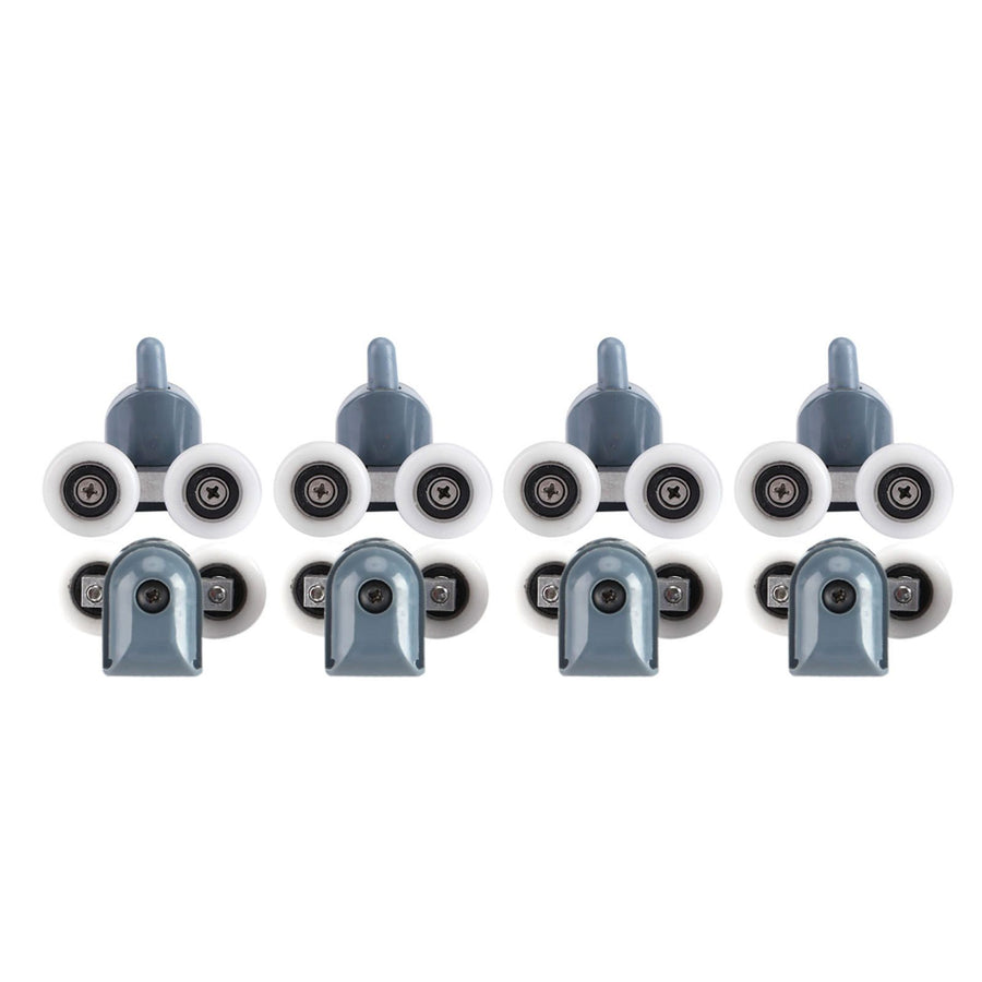 8 x Twin Bottom Top Shower Door Rollers Pulleys Wheels Runners Bathroom Double Wheel