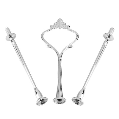 Multi tiers Cake Tray Stand Handle Fruit Plate Hardware Fitting Holder(3-tiers Crown Silver)