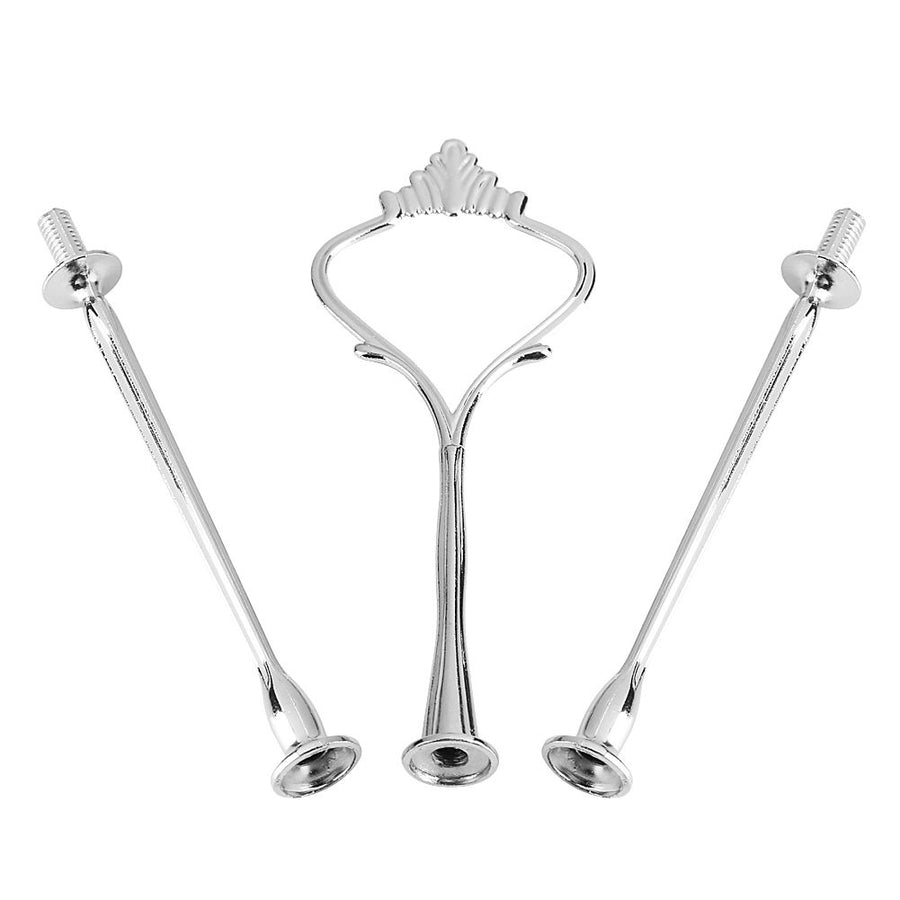 Multi tiers Cake Tray Stand Handle Fruit Plate Hardware Fitting Holder(3-tiers Crown Silver)
