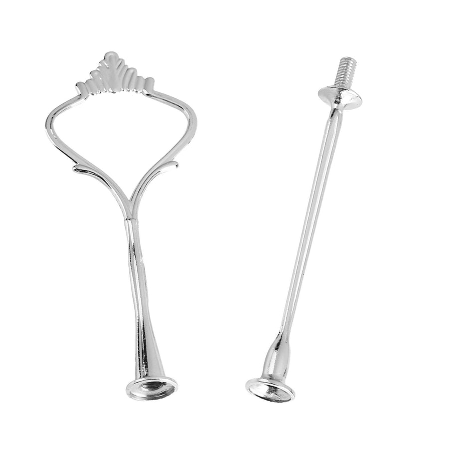 Multi tiers Cake Tray Stand Handle Fruit Plate Hardware Fitting Holder(2-tiers Crown Silver)