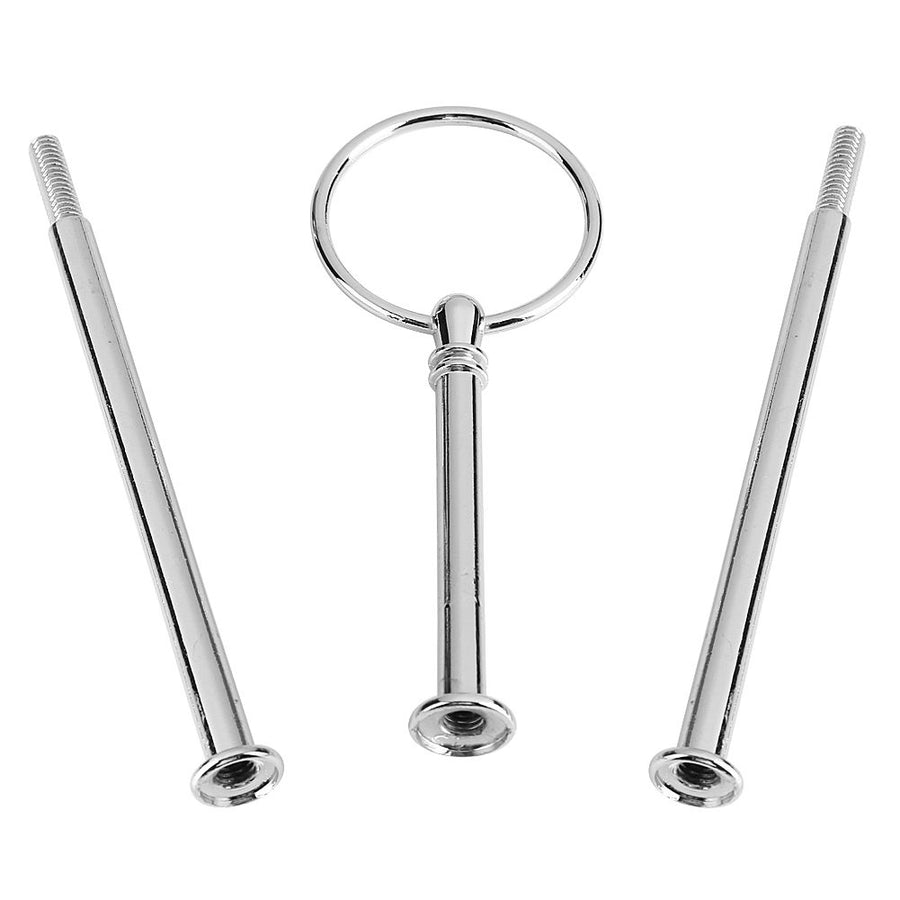Multi tiers Cake Tray Stand Handle Fruit Plate Hardware Fitting Holder(3-tiers Round Silver)