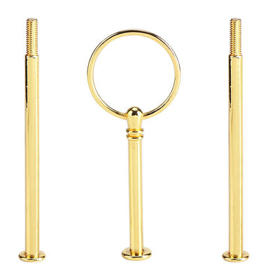 Multi tiers Cake Tray Stand Handle Fruit Plate Hardware Fitting Holder(3-tiers Round Gold)