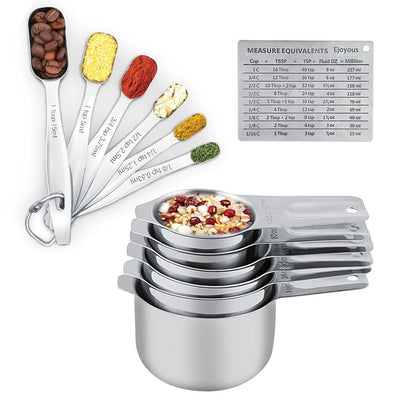Measuring Cups and Measuring Spoons Set Ejoyous 304 Stainless Steel 13 Pieces Kitchen Measuring