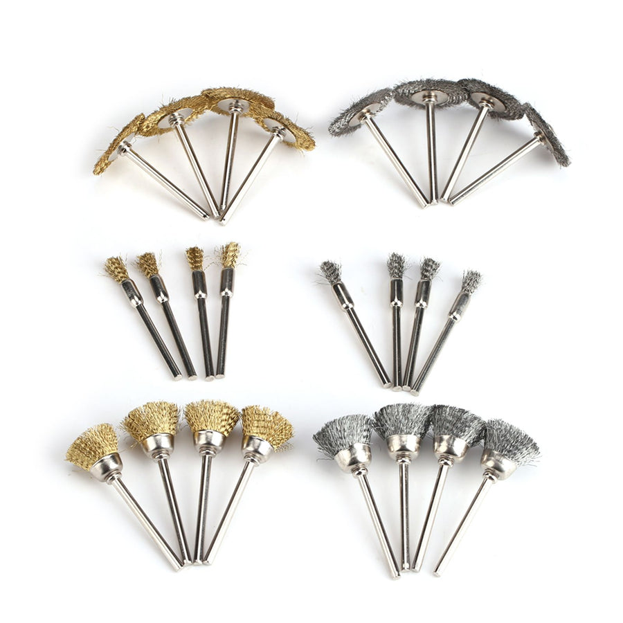 24pcs Stainless Steel/Brass Wire Wheel Polishing Brushes for Grinder Drill Rotary Tool