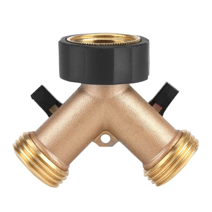 Brass Water Tap Adapter 2 Way Y Shape 3/4 Hose Connector Garden Irrigation (European Standard)