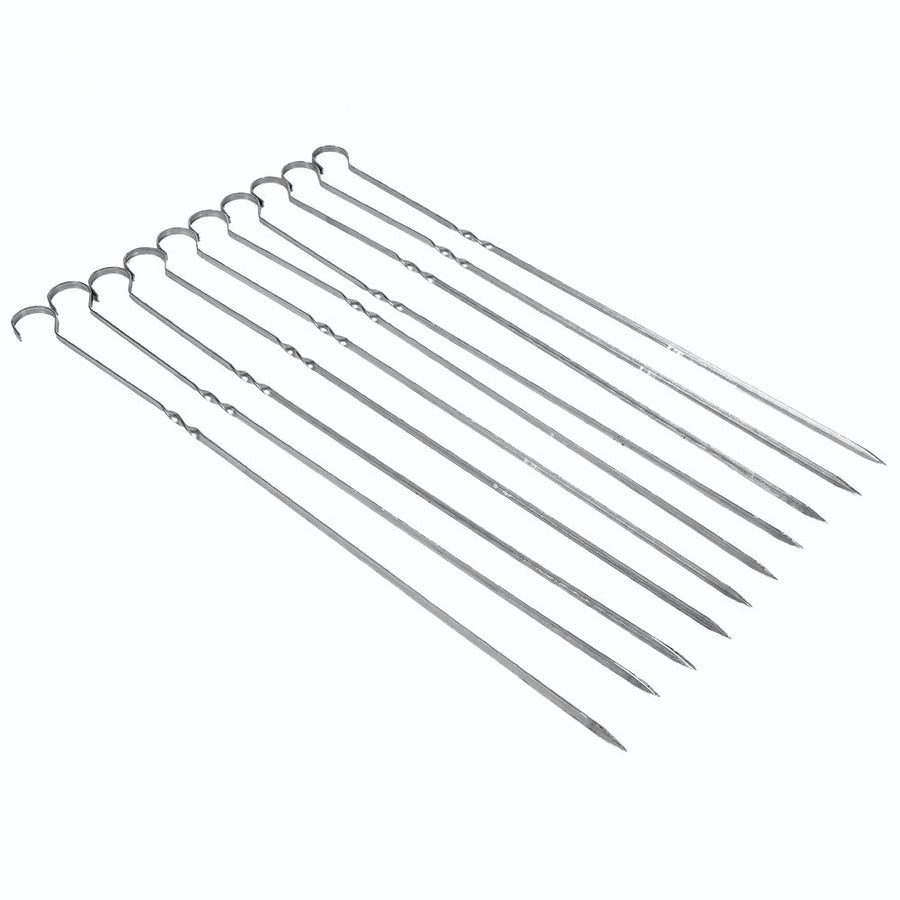 10PCS BBQ Barbecue Grilling Cooking Long Stainless Steel Kabob Kebab Flat Skewers Needle New
