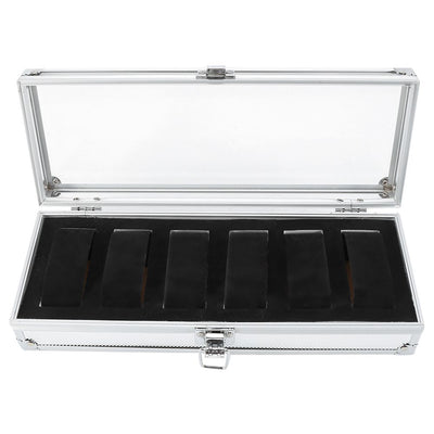 1Pc 6 Grid Slots Aluminum Rectangle Watch Jewellery Display Storage Organizer Box (6 Slots)