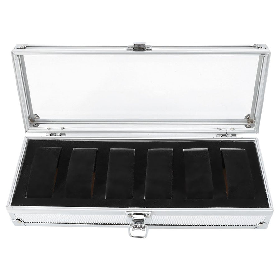 1Pc 6 Grid Slots Aluminum Rectangle Watch Jewellery Display Storage Organizer Box (6 Slots)