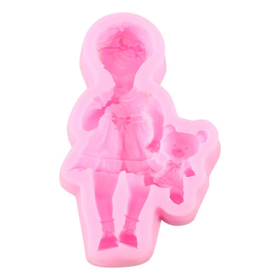 3D Silicone Fondant Cake Mold Creative Chocolate Sugarcraft Mould Decorating DIY Tool(Girl)