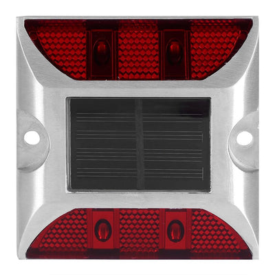 Aluminum Alloy Solar Power Waterproof 4 LED Lamp Outdoor Road Driveway Pathway Light Red