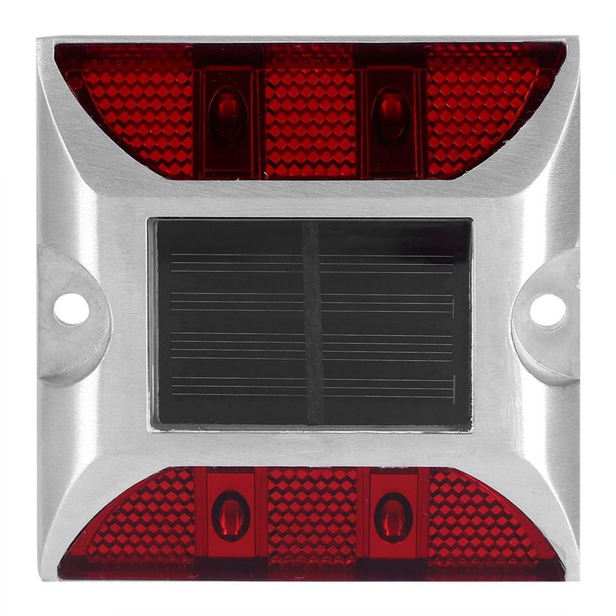 Aluminum Alloy Solar Power Waterproof 4 LED Lamp Outdoor Road Driveway Pathway Light Red