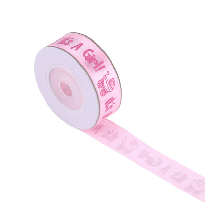 10Yards/Roll IT IS A GIRL Baby Shower Christening Party Favor Gift Stain Ribbon Pink