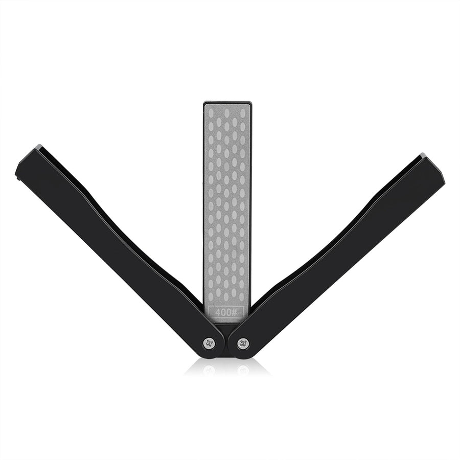 Outdoor Camping Folding Double Sided 400/600# Sharpener Stone Whetstone Sharpening Tool (Black)