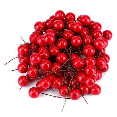 100pcs Artificial Red Holly Berry Christmas Home Decoration Hanging Ornaments