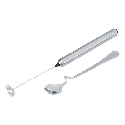 Kitchen Stainless Steel Handheld Battery Operated Electric Coffee Milk Frother with Spoon